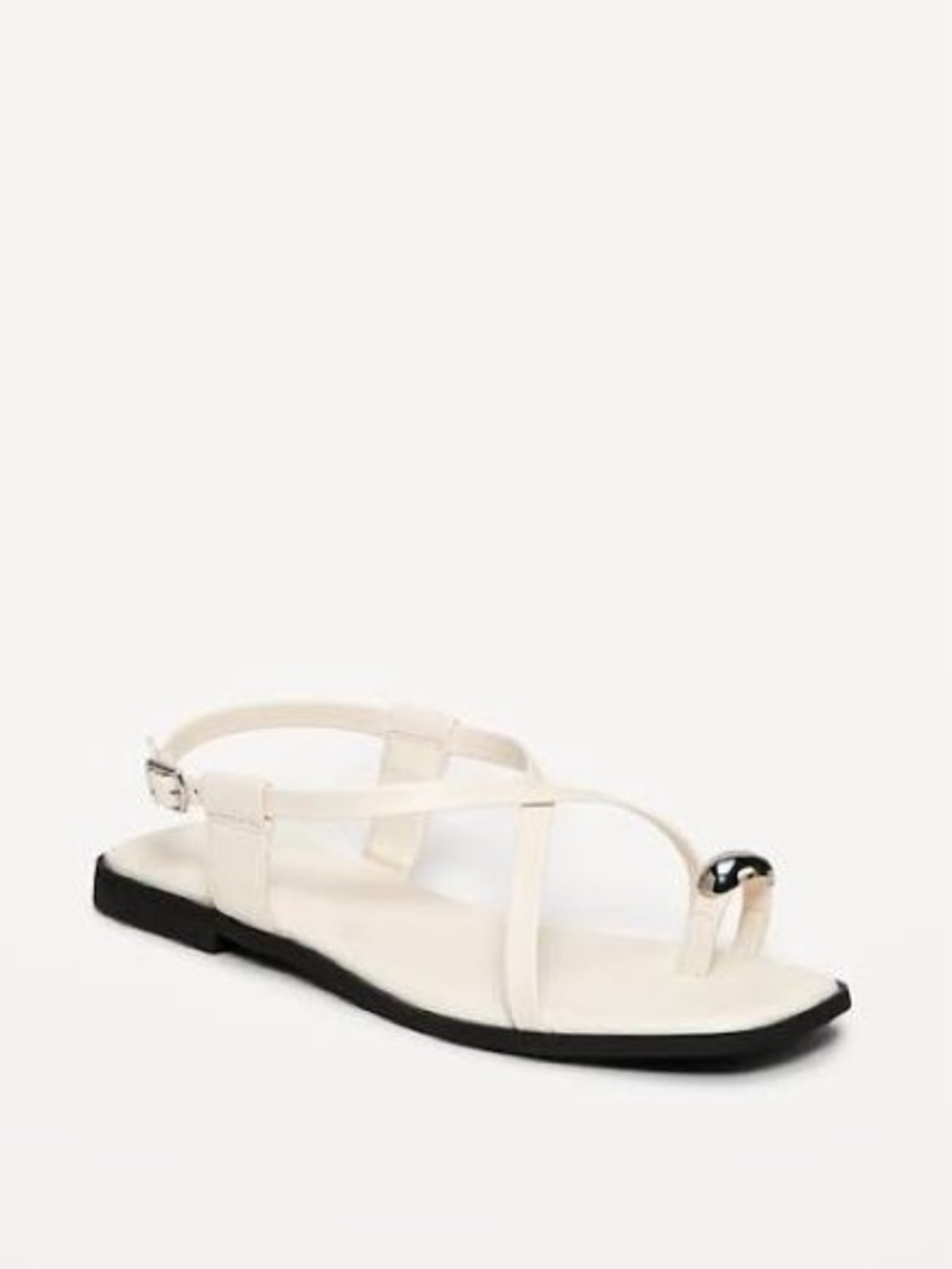 Faux Leather Strappy Toe Ring Sandals Size White 9.5 Old Navy